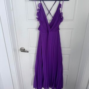 Zara Strappy Pleated midi dress Purple
